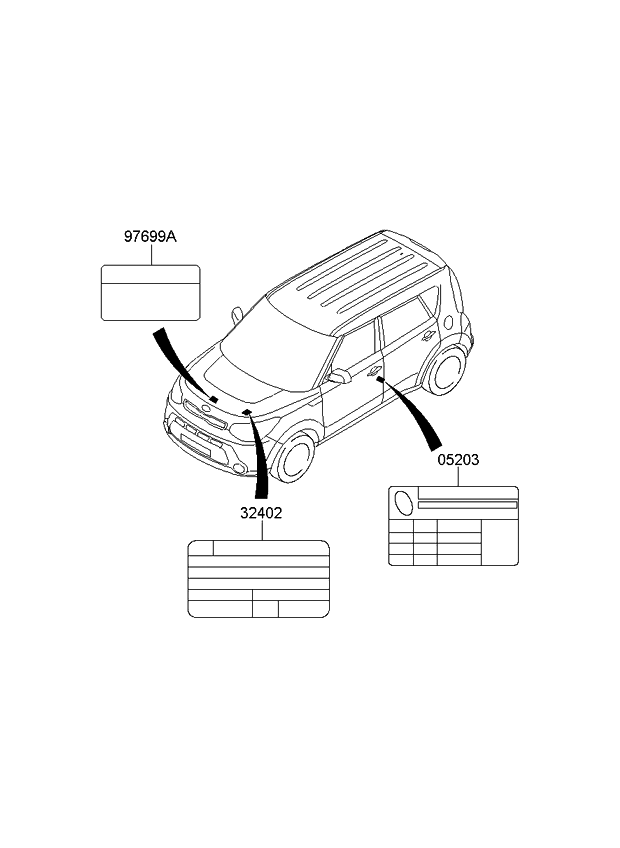 Kia 05203B2600 Label-Tire Pressure