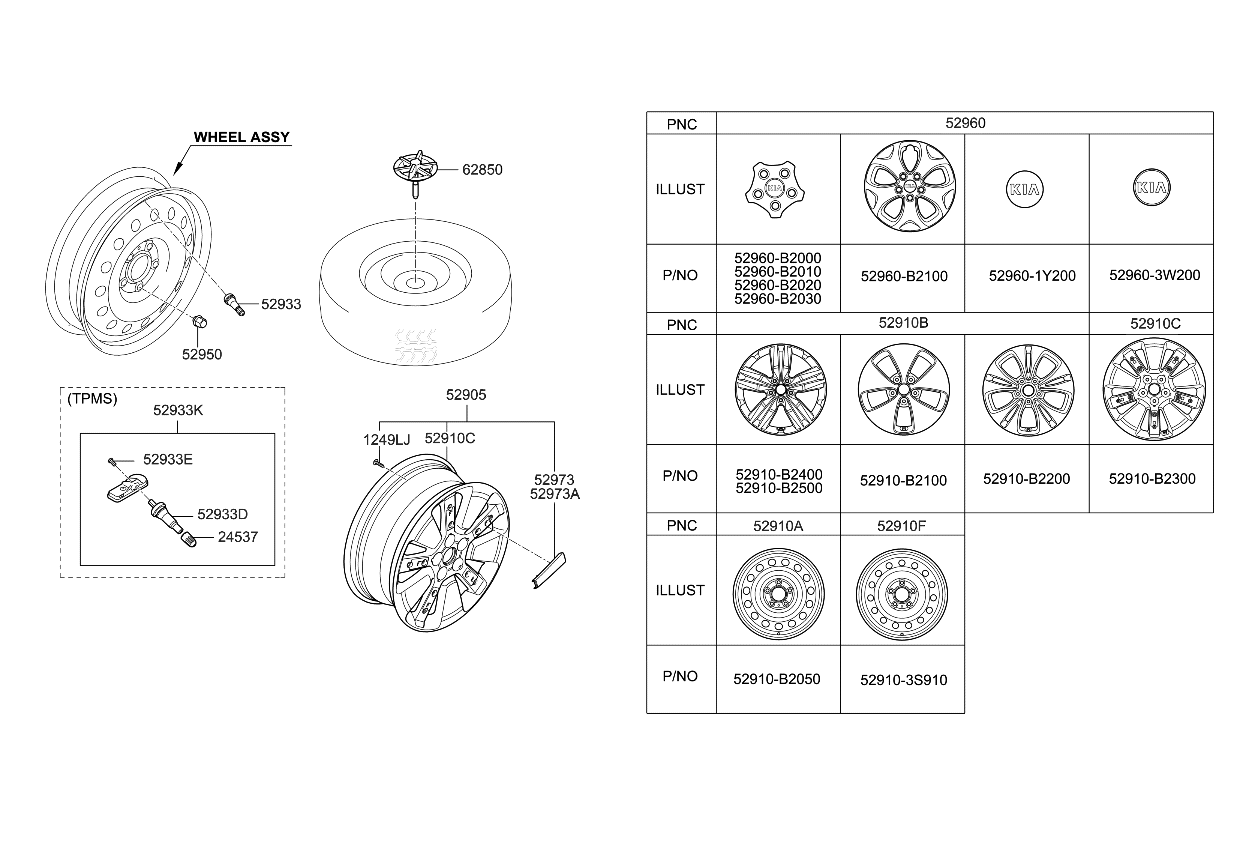 Kia 52973B2080 Cap-Wheel Accent