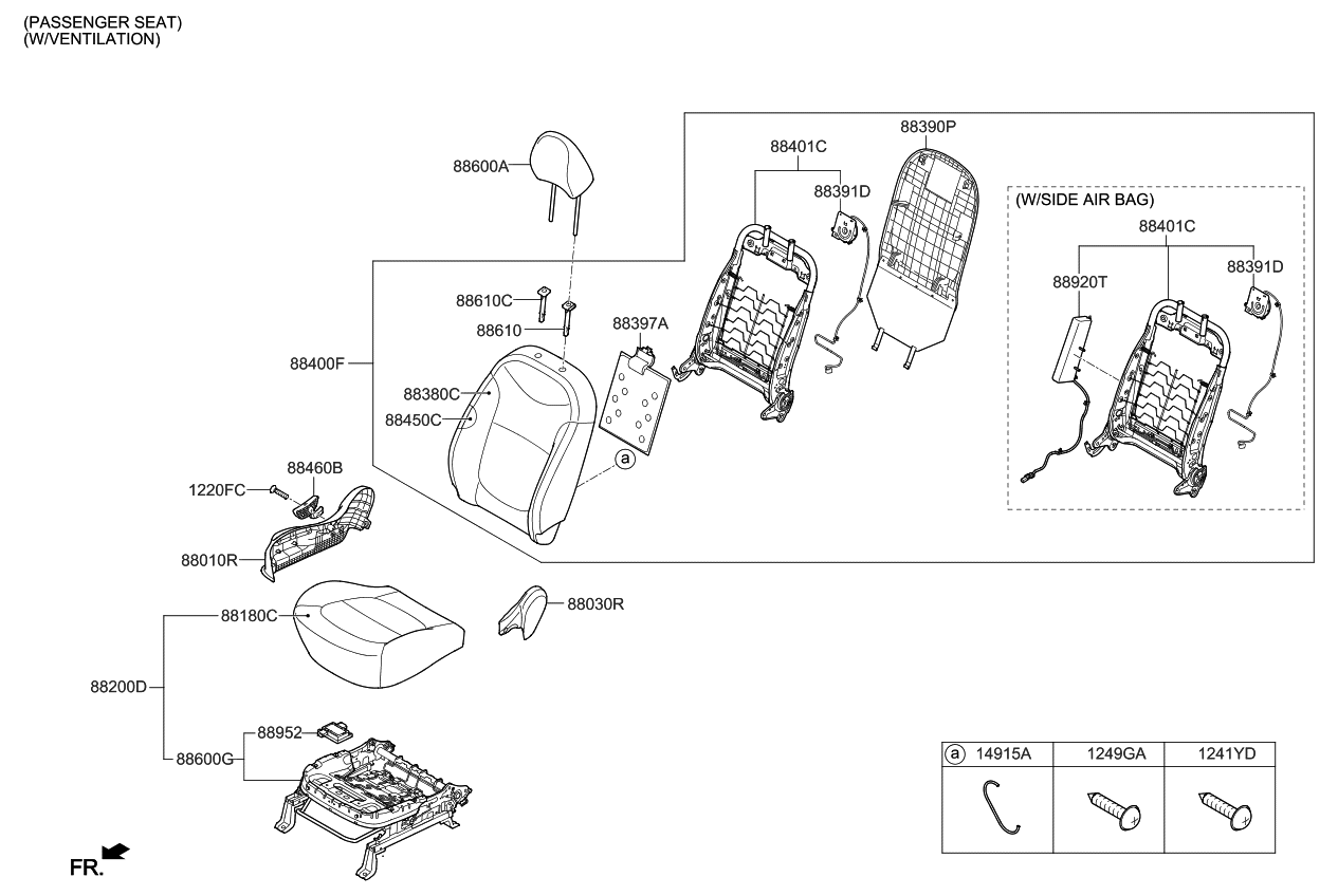 Kia 88400B2480KF7 Back Assembly-Front Seat Pa