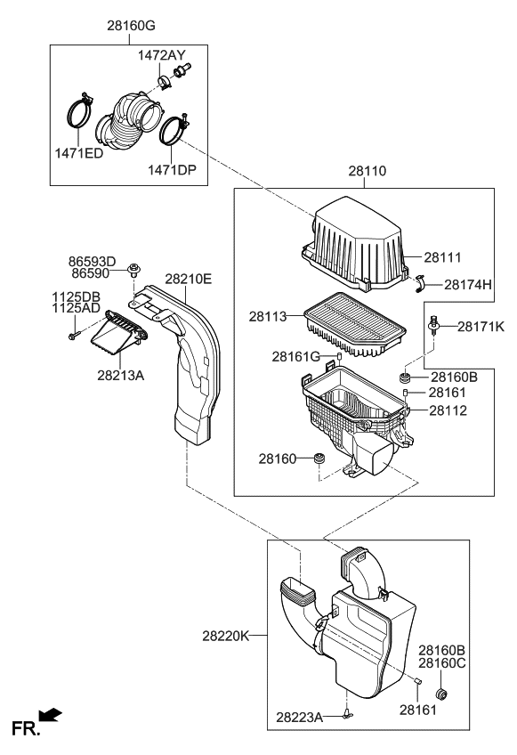 Kia 28160B2000 Hose Assembly-Air Intake