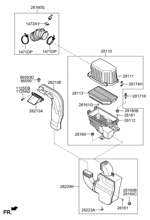 28160B2000 Kia Air Intake Hose Assembly