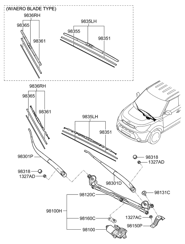 Kia 983652M100 Rail Spring-WIPER Bl 983652M100 Kia Rail Spring-WIPER Bl