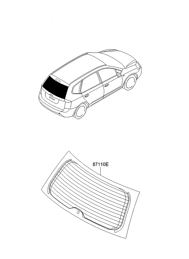 Kia 871101D010 Glass Assembly-Rear Window