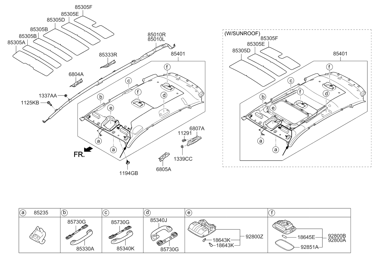 Kia 853001D013QW Headlining Assembly