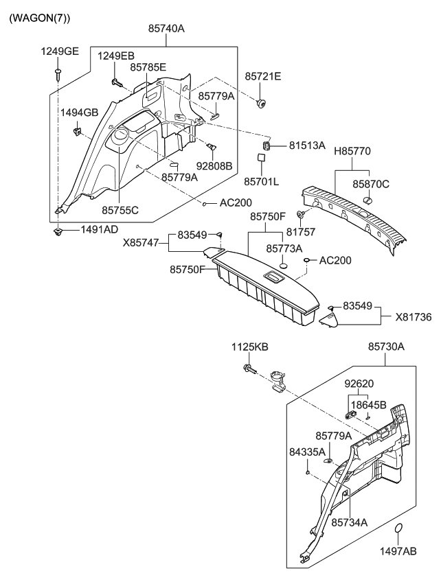 Kia 857361D040RU Cover-Luggage Side,L