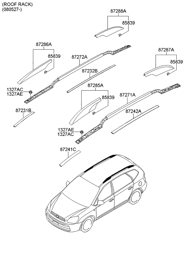 Kia 872511D501 Cover-Roof Rack Front L