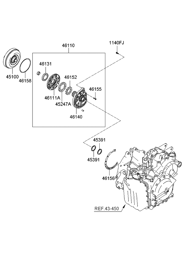 Kia 461303A250 Support Assembly-Reaction