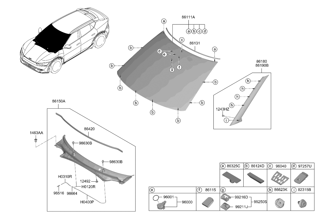 Kia 86430CV000 W/STRIP ASSY-HOOD