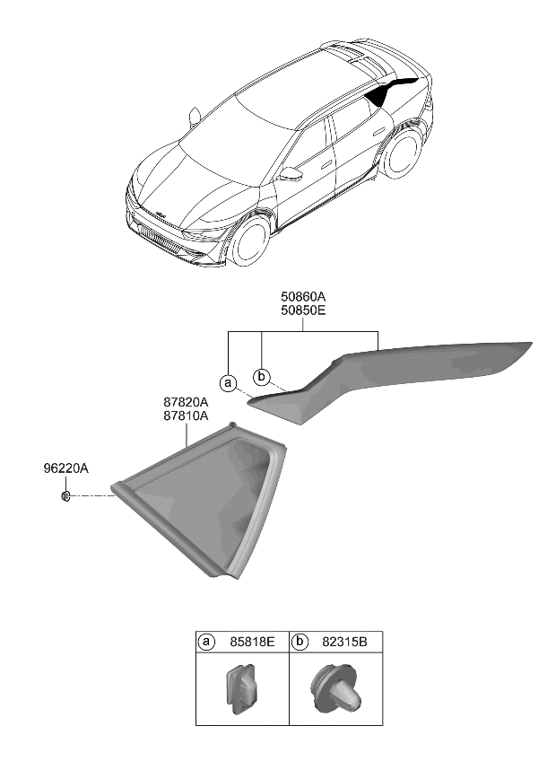 Kia 87820CV120 GLASS & MOULDING ASS