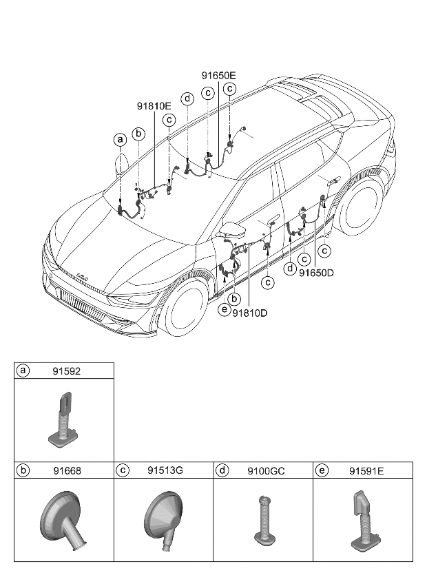 Kia 91620CV490 WIRING ASSY-RR DR LH