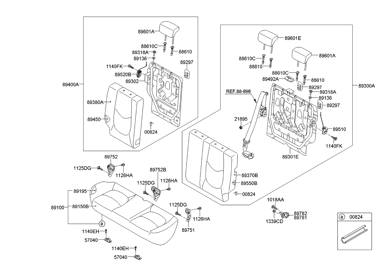 Kia 894002K581ALF Seat-Rear 2ND,RH