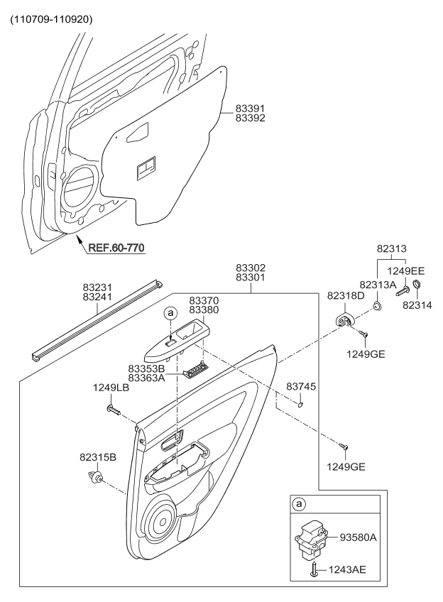 Kia 833012K230FDG Panel Complete-Rear Door Trim