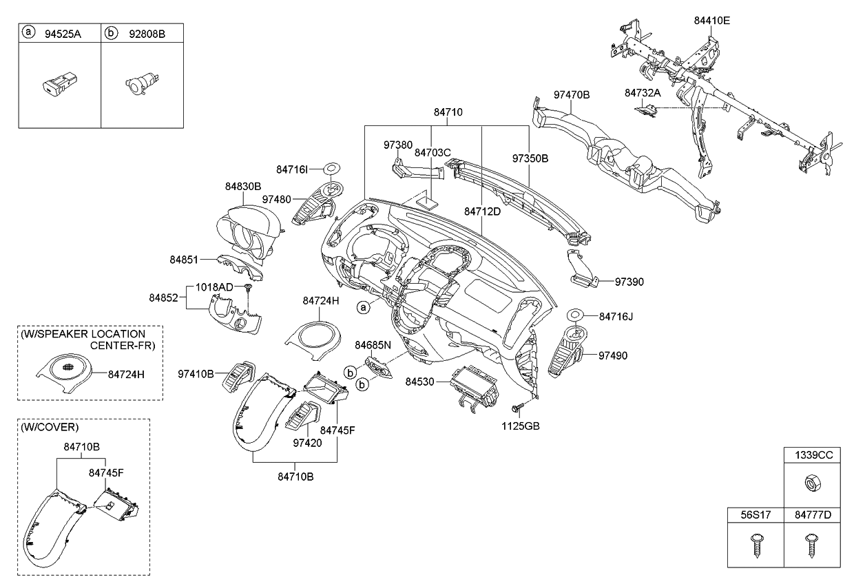 Kia 847452K650BM5 Tray-Center FACIA Panel