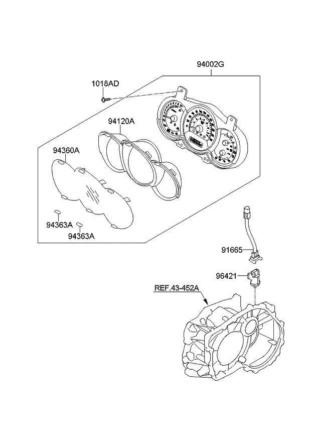 Kia 943702K200 Mask-Cluster