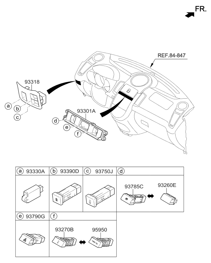 Kia 933182K500WK Bezel-Hlld Switch Mounting