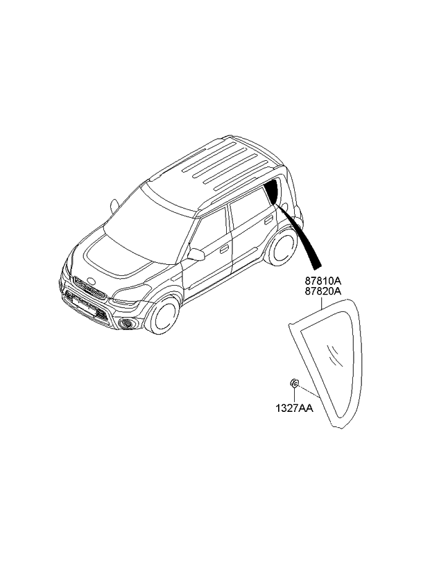 Kia 878102K010 Glass & MOULDING Ass