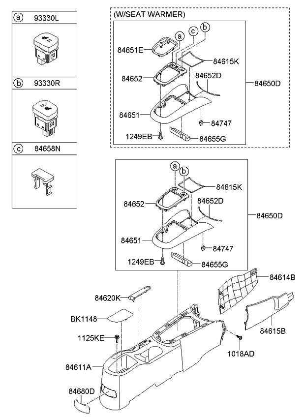 Kia 846502KBF0AYA Cover Assembly-Console U