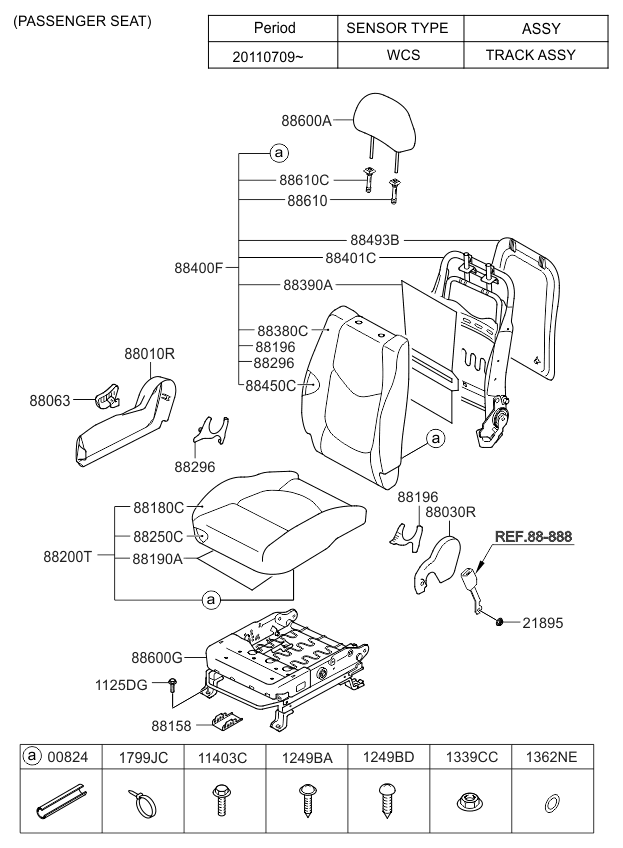 Kia 884002K145BHL Back Assembly-Front Seat Driver