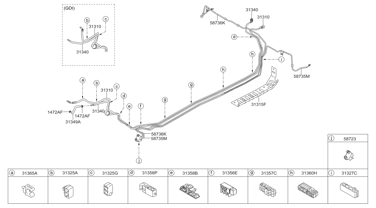 Kia 313102K400 Tube-Fuel Feed