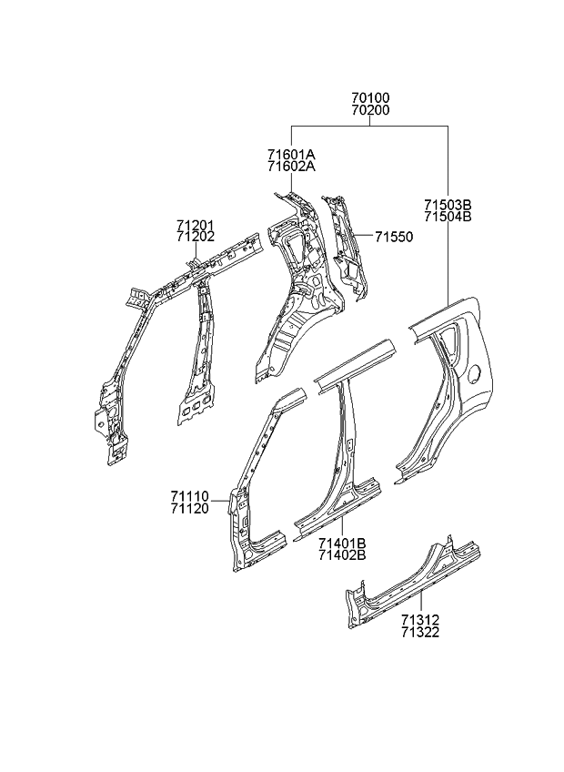 Kia 702002KA65 Frame-Side, Out, RH