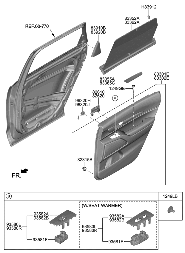 Kia 93580S9200 Rear Power Window Switch Assembly