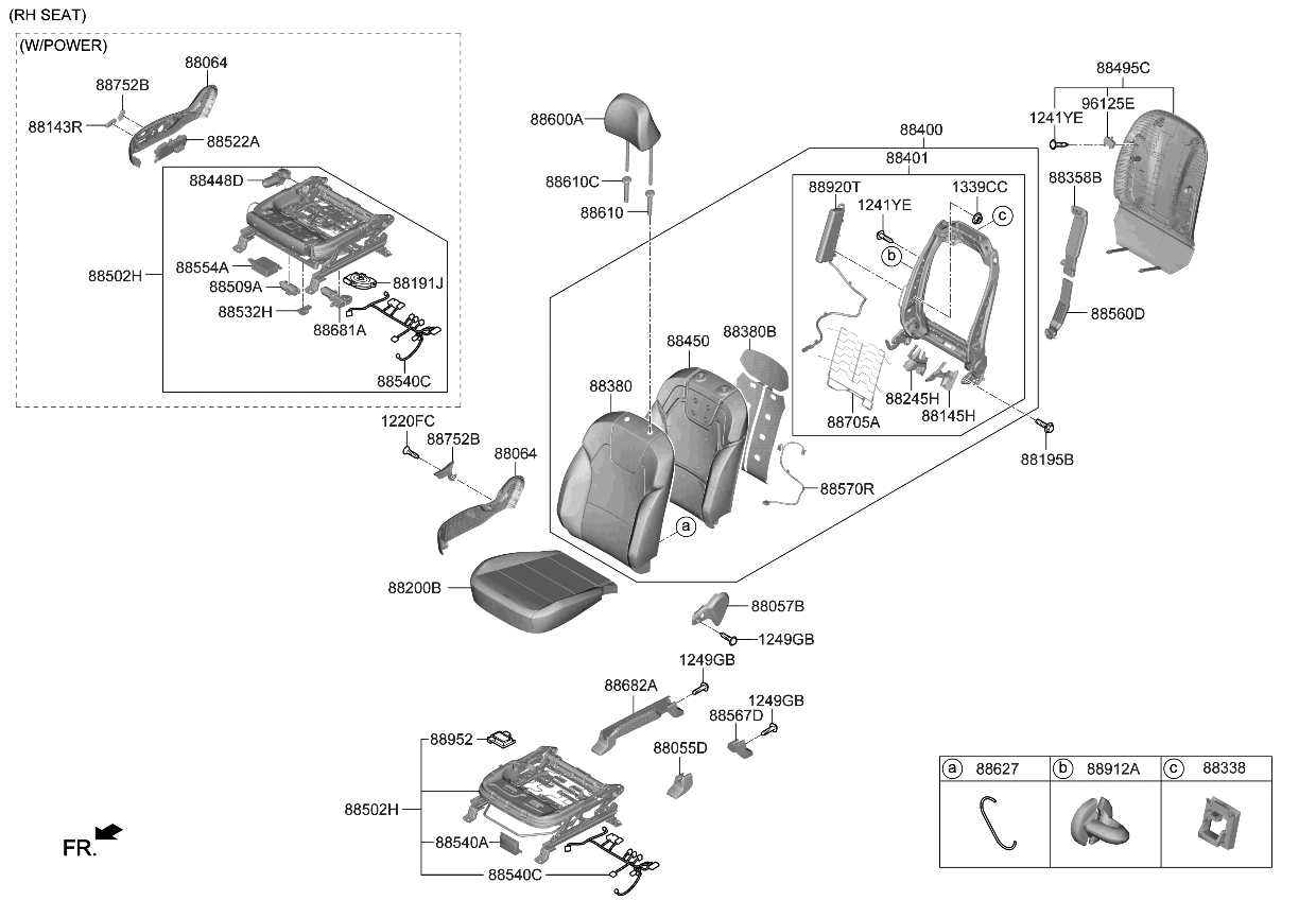 Kia 88400S9021OND BACK ASSY-FR SEAT,RH