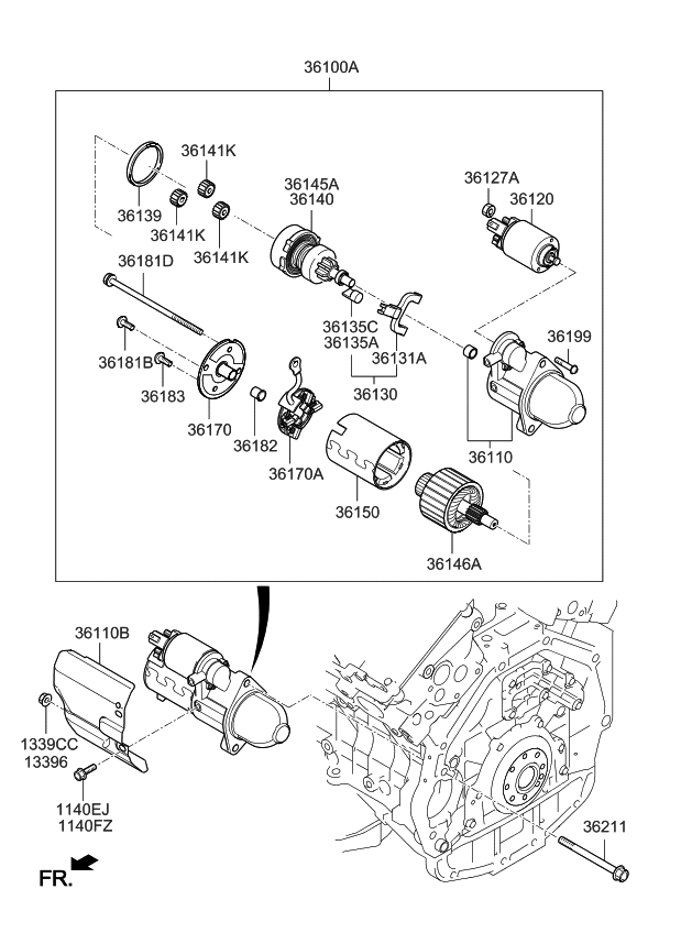 Kia 361113L150 Bracket Assembly-Starter