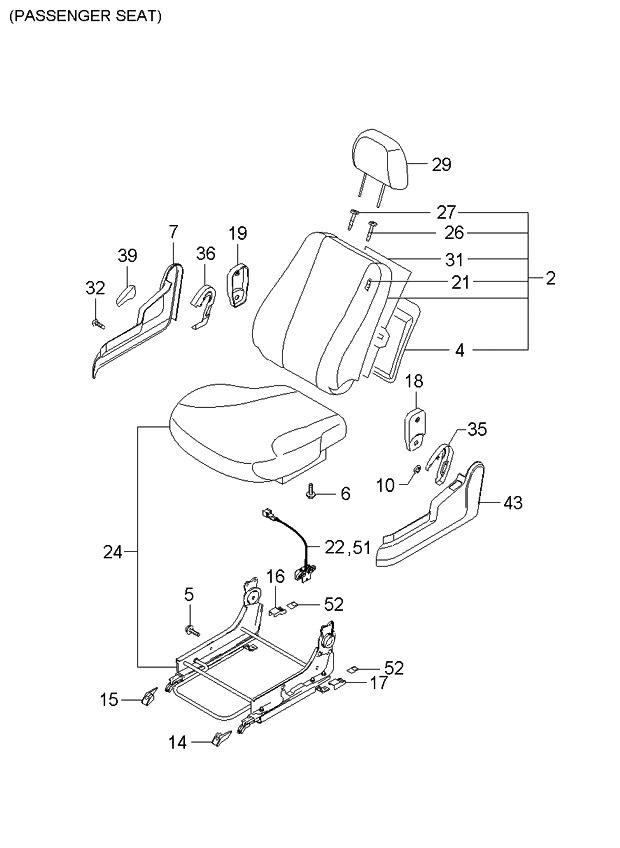 Kia 884701F5011BK Front Seat Back Passenge Covering