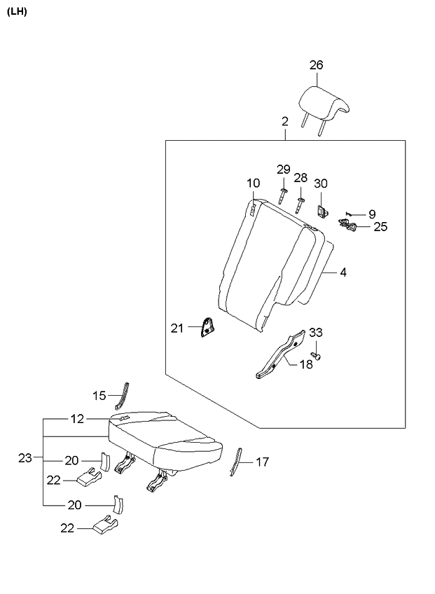 Kia 893701F0111BK Rear Seat Back Covering, Left