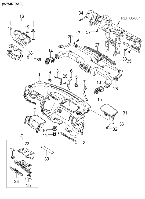 848301F000WK Kia Cluster Facia Panel Assembly