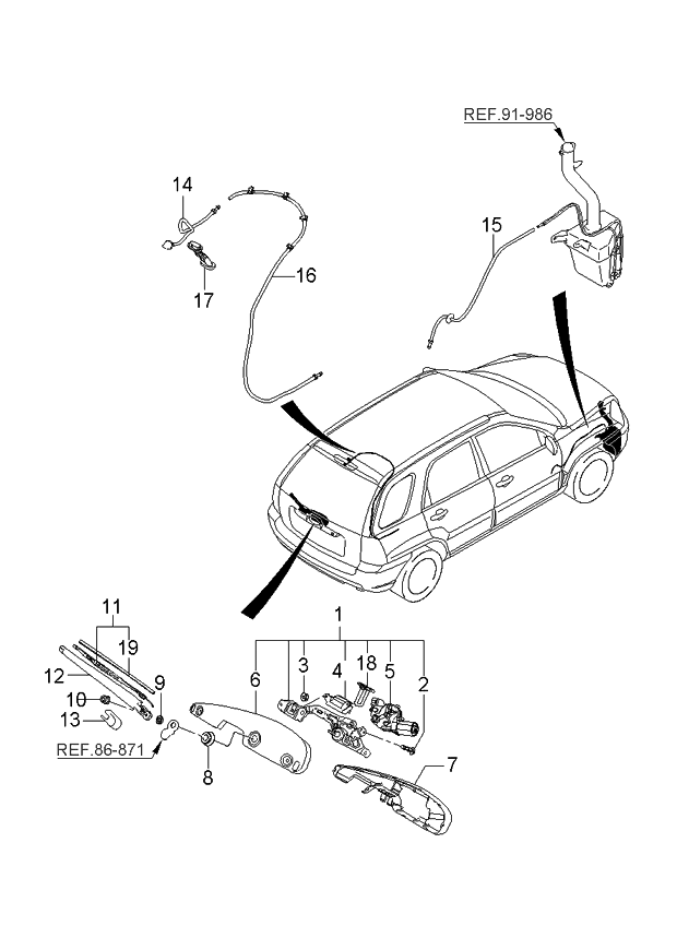 Kia 987551F000 Cover-Rear Wiper Motor