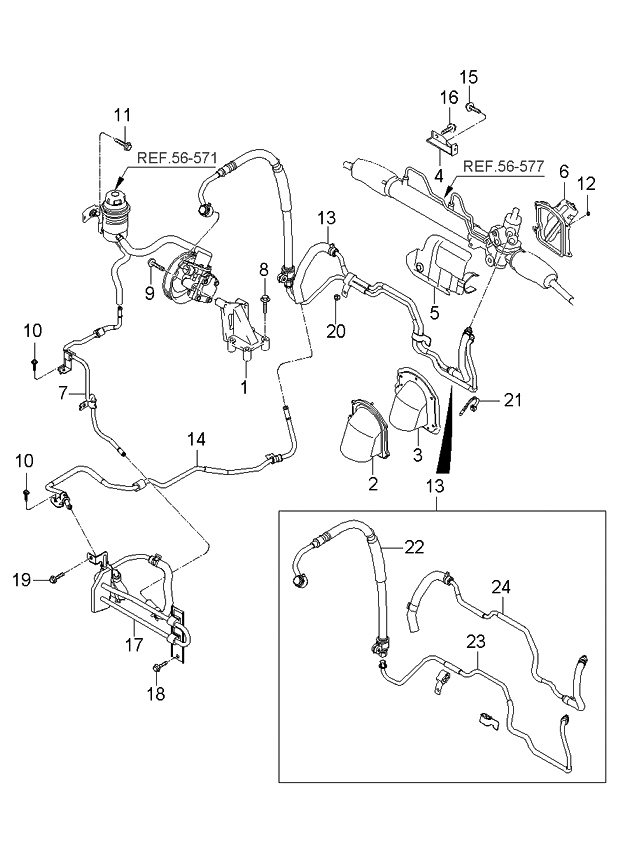 Kia 575112E100 Hose Assembly-Power Steering Oil Pressure