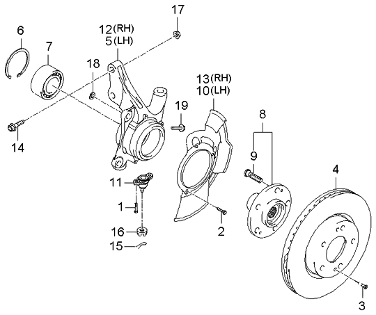 Kia 517502E000 Front Wheel Hub Assembly