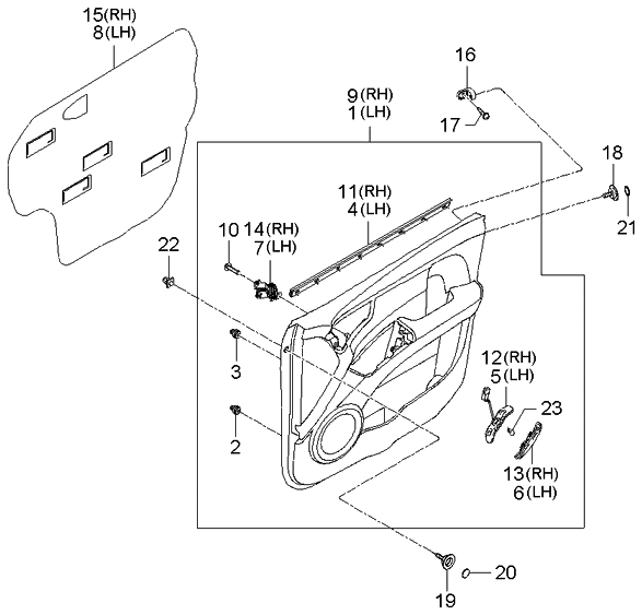 Kia 823021F030V1 Panel Complete-Front Door Trim