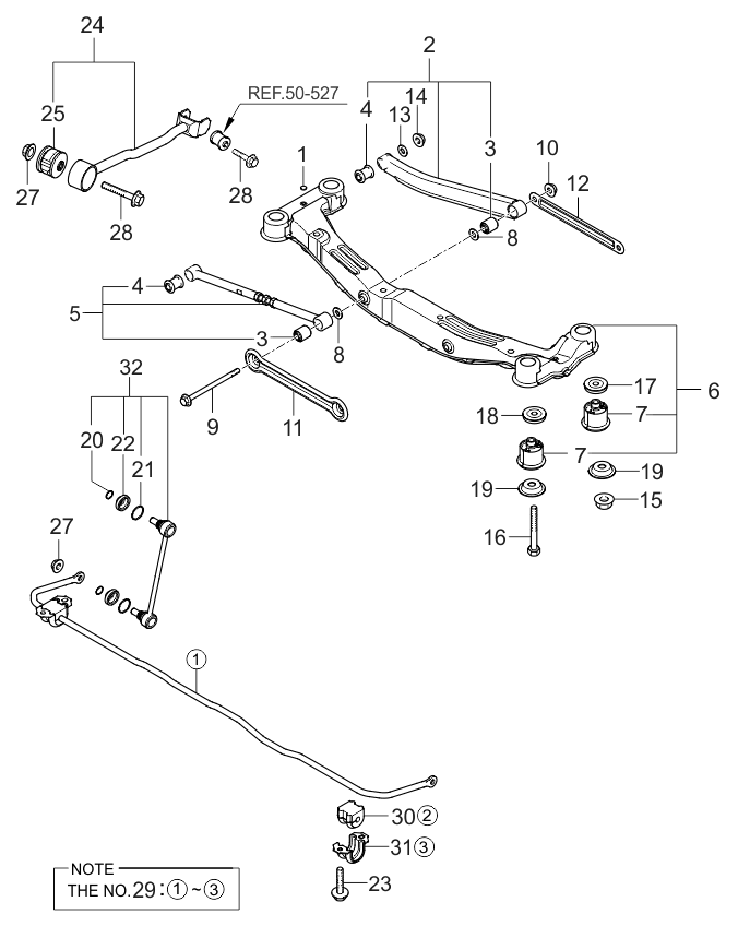 Kia 551102E100 Arm Assembly-Trailing LH