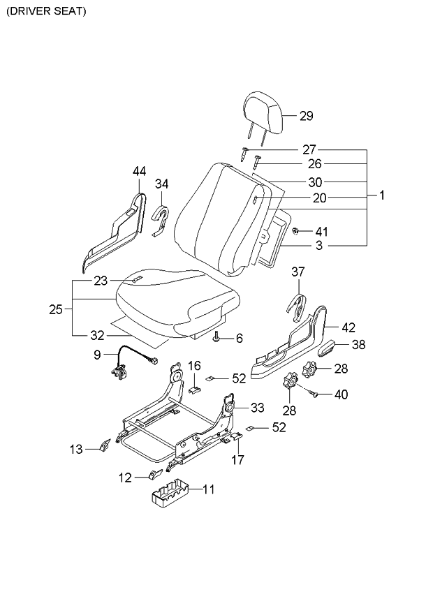 Kia 883001F4104GE Back Assembly-Front Seat LH