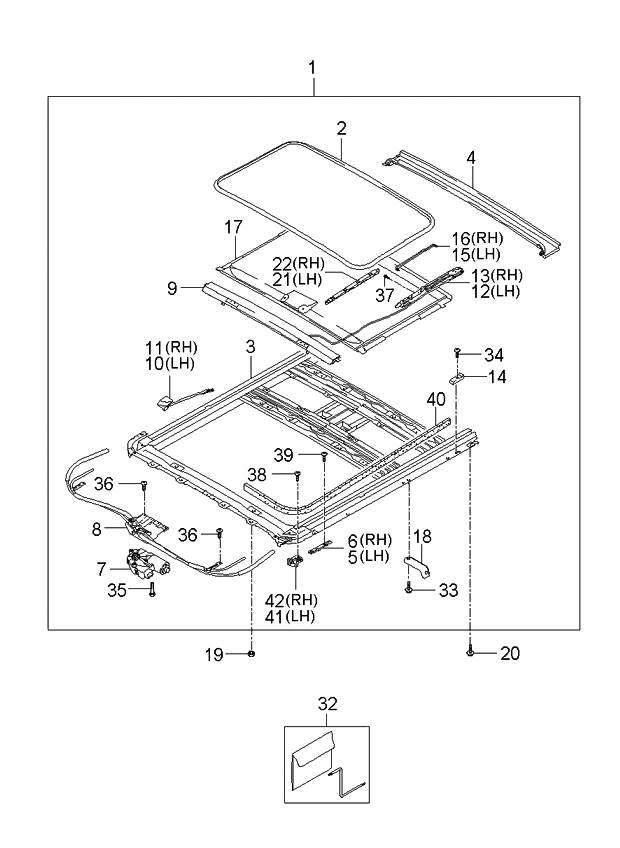 Kia 816001F010LX Sun Roof Assembly