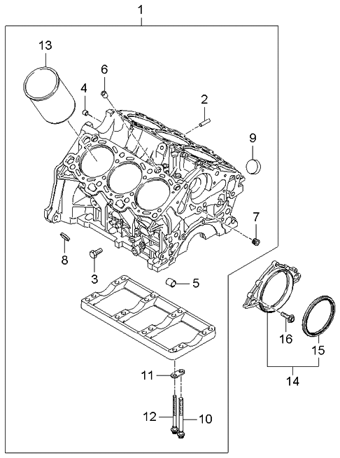 2110023751 Kia Cylinder Block Assembly
