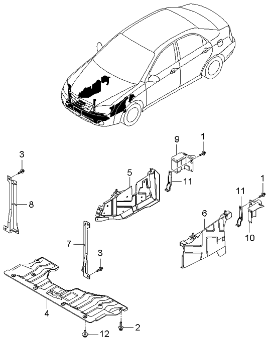 Kia 291202F000 Panel-Under Cover,RH