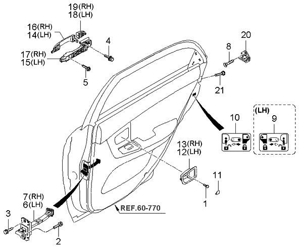 Kia 826192F010RQ Cap-Door Inside Handle