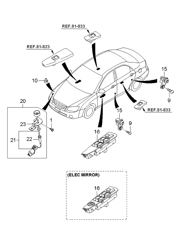 Kia 938813C000 Bracket-Lid Switch