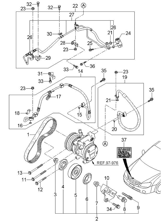 Kia 977752F001 Suction & Liquid Tube Assembly