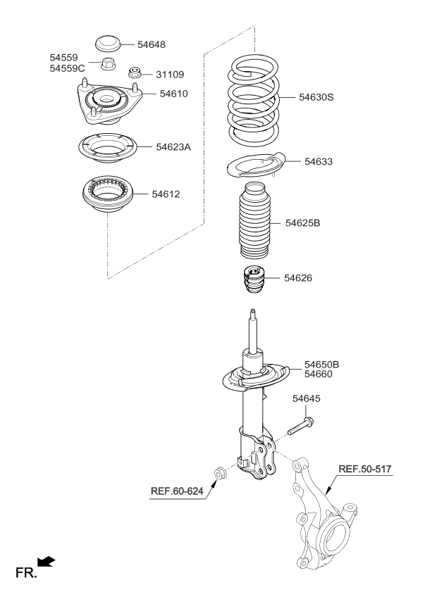 Kia 54661A7650 Front Strut Assembly Kit, Right