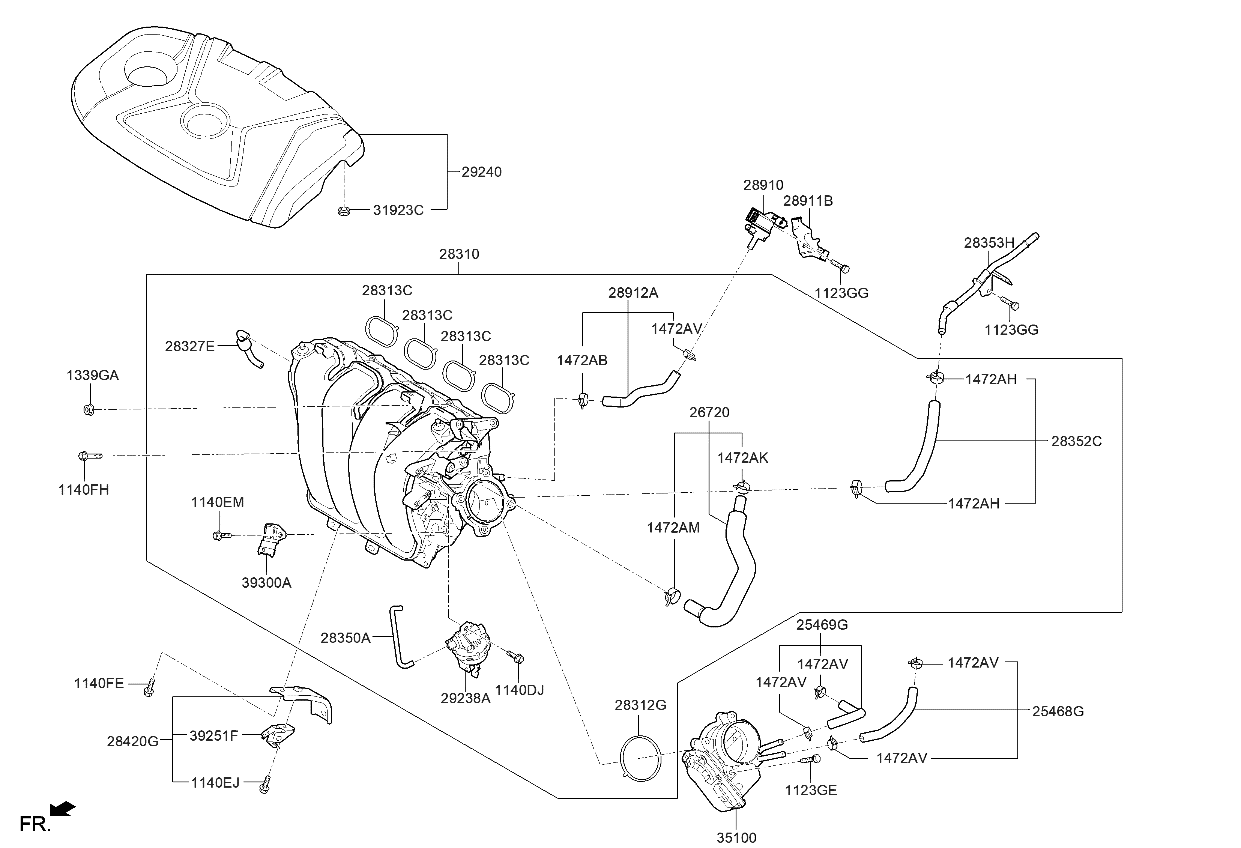 Kia 591302V700 Brake Booster Hose Assembly 591302V700 Kia Brake Booster Hose Assembly