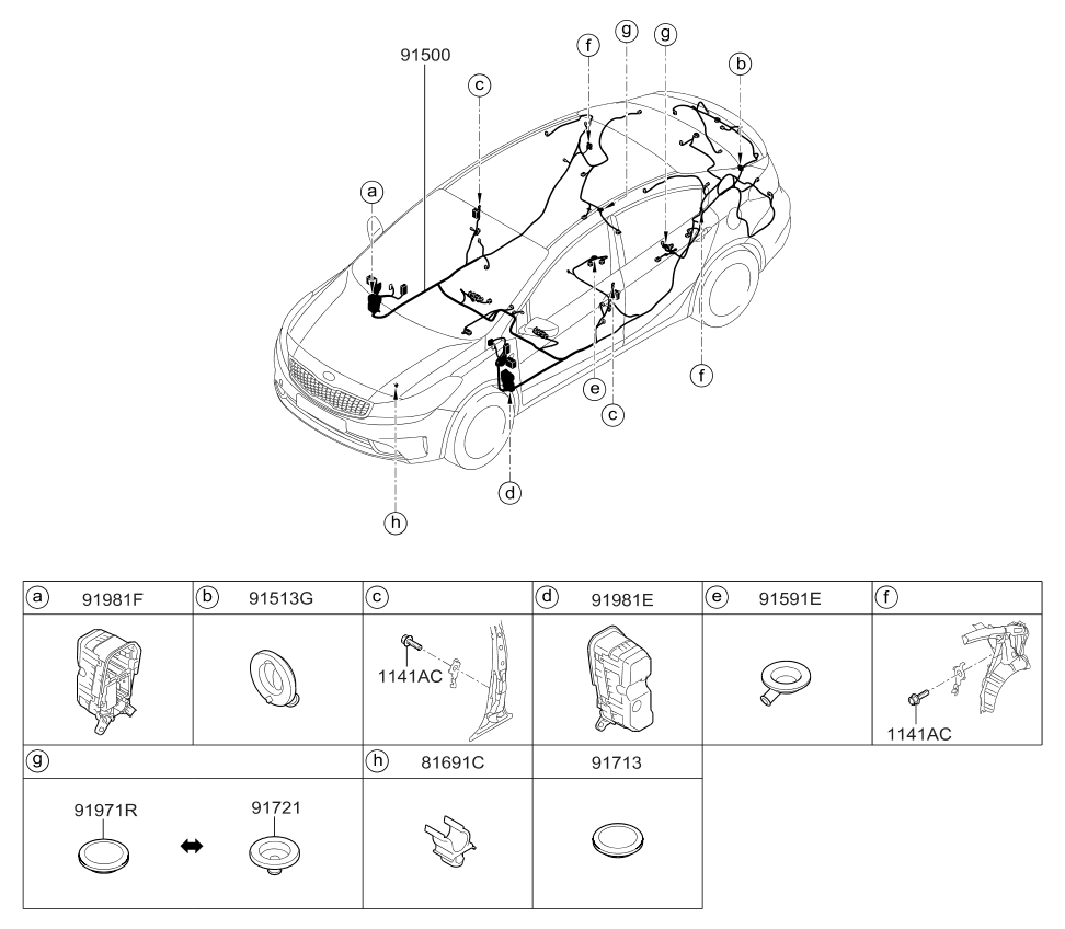 Kia 91343A7280 Wiring Assembly-Floor