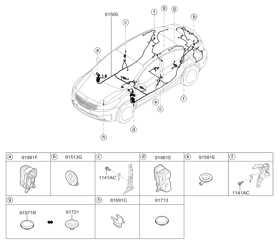 Kia 91343A7030 WIRING ASSY-FLOOR