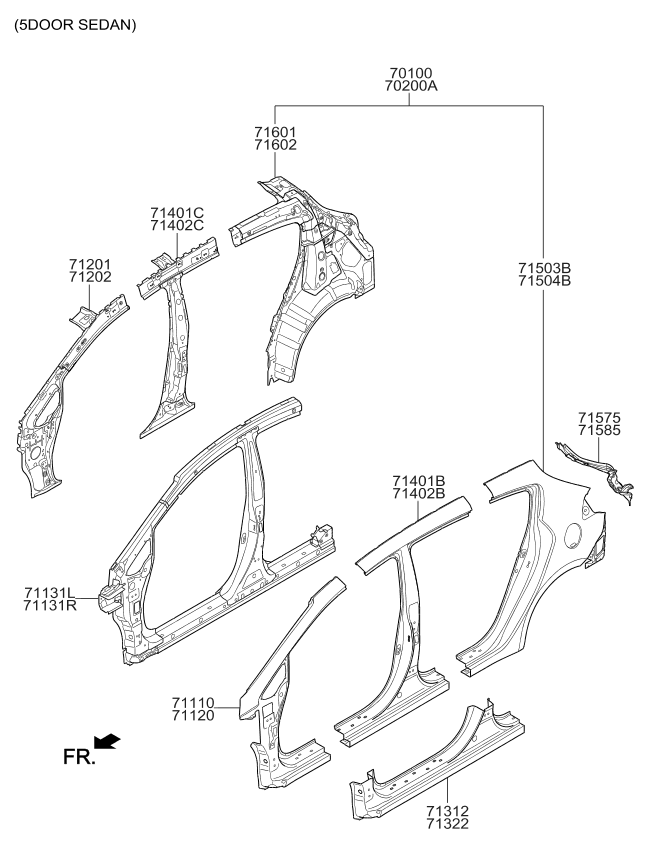 Kia 71130A7500 Reinforcement Assembly-Side Outer