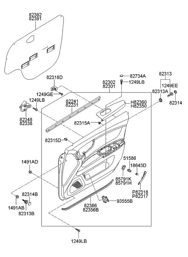 Kia 823012G142AJJ Panel Complete-Front Door Trim