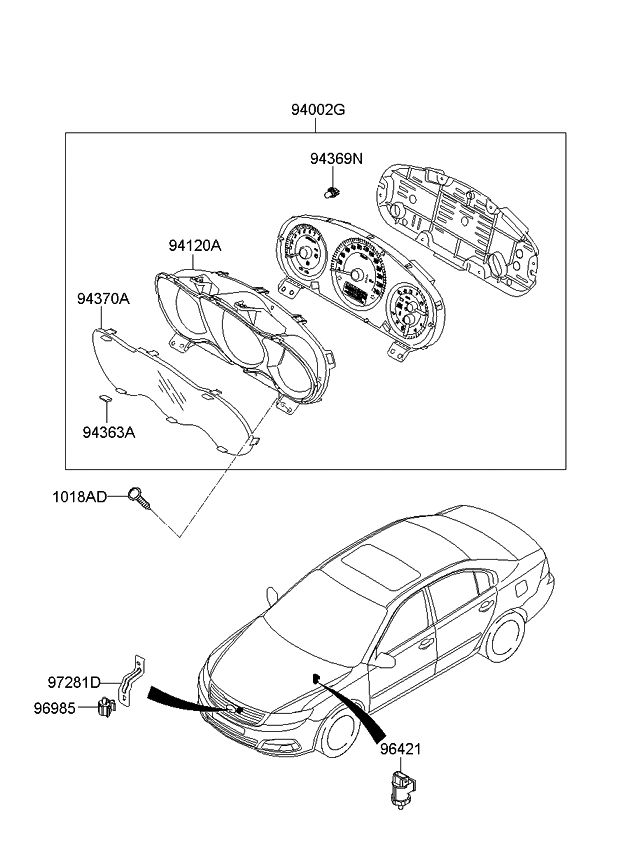 Kia 943702G510 Mask-Cluster