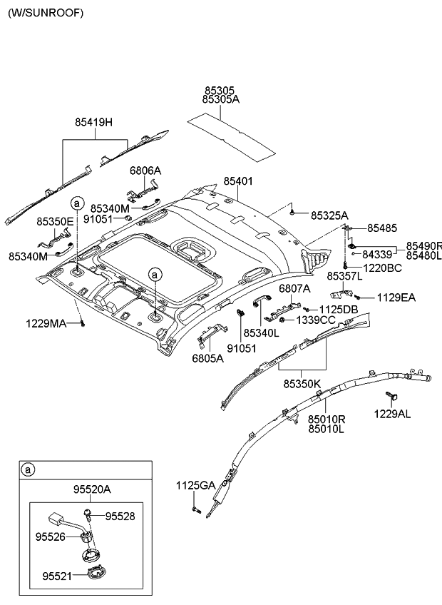 Kia 853052G401 Pad-Roof